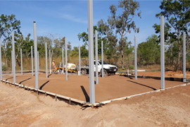 Building process - marking out the slab, posts and columns